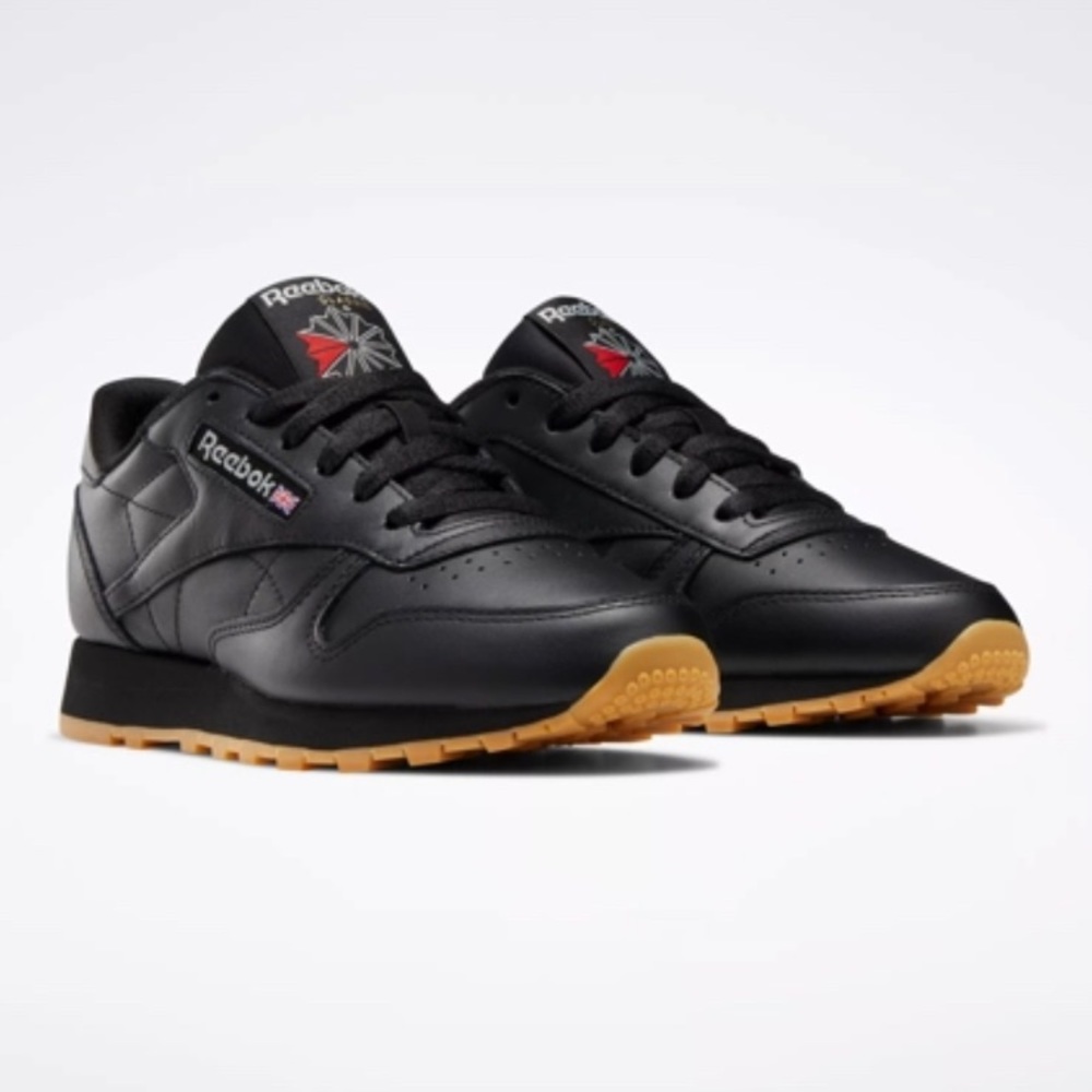 Reebok Classic Leather Sneakers Sz 8 Gum Black